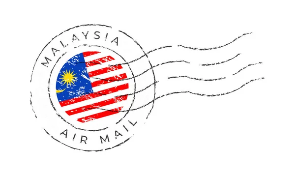 Marca Postal Malaysia Carimbo Estágio Bandeira Nacional Isolado Ilustração Vetor — Vetor de Stock