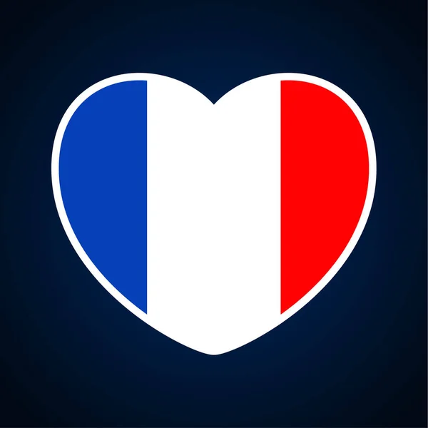 Bandera Francia Forma Corazón Icono Símbolo Corazón Plano Amor Fondo — Archivo Imágenes Vectoriales