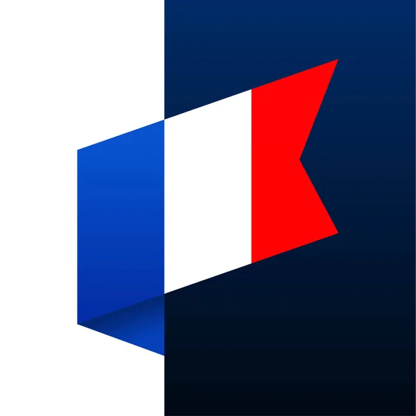 Icono Bandera Esquina Francia Emblema Nacional Estilo Origami Esquina Corte — Vector de stock