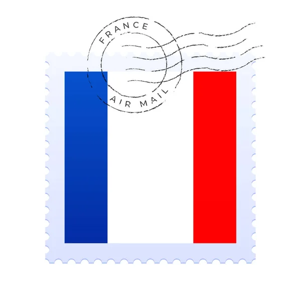 Franse Postzegel Nationale Vlag Postzegel Geïsoleerd Witte Achtergrond Vector Illustratie — Stockvector