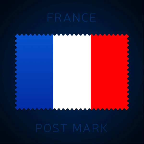Francia Francobollo Francobollo Bandiera Nazionale Isolato Sfondo Bianco Illustrazione Vettoriale — Vettoriale Stock