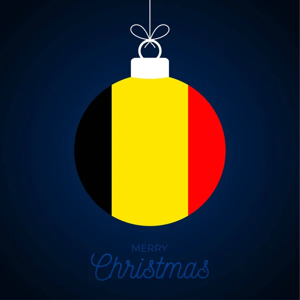 Christmas New Year Ball Belgium Flag Greeting Card Vector Illustration — Stock Vector