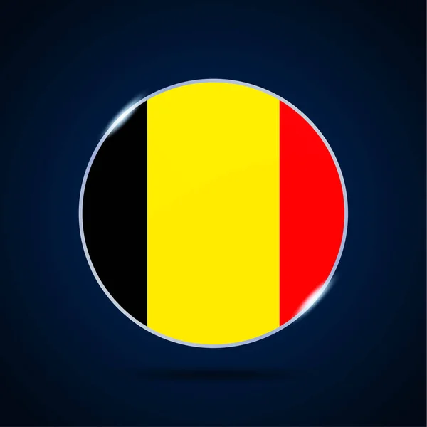 Belgijska Flaga Narodowa Przycisk Koła Ikona Prosta Flaga Oficjalne Kolory — Wektor stockowy