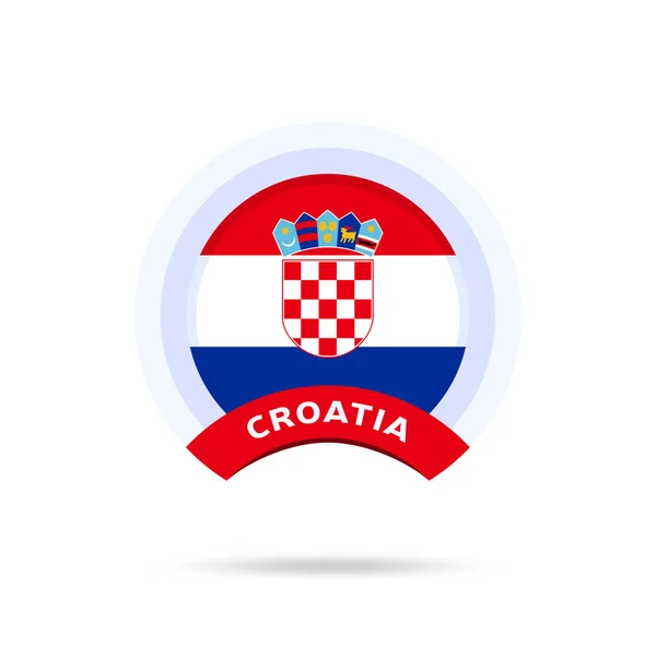 Drapeau National Croate Cercle Bouton Icône Drapeau Simple Couleurs Officielles — Image vectorielle