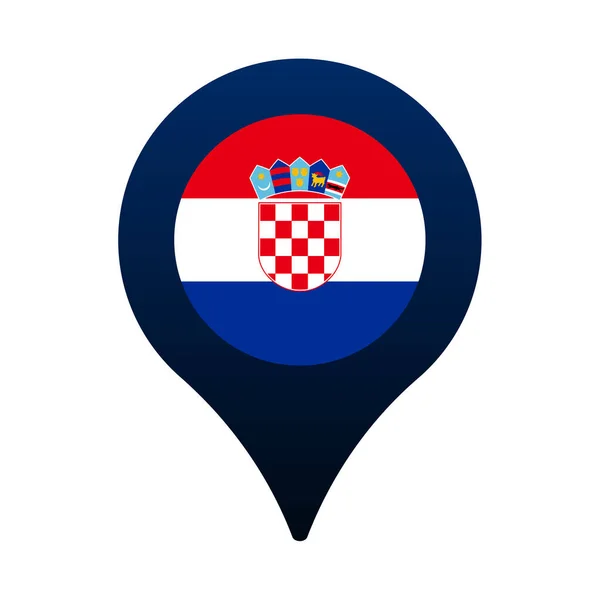Croatia Bandera Mapa Icono Puntero Bandera Nacional Icono Ubicación Diseño — Vector de stock