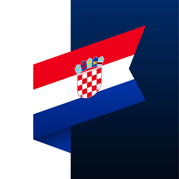 Croatia Icono Bandera Esquina Emblema Nacional Estilo Origami Esquina Corte — Vector de stock