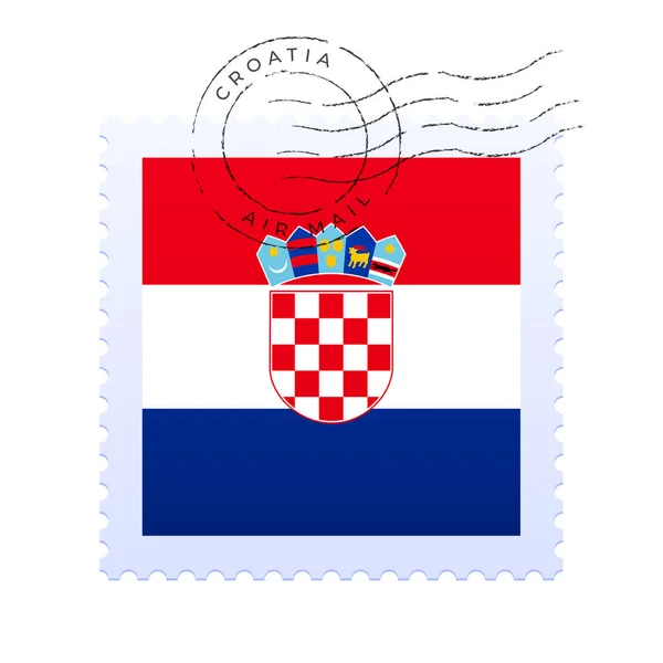 Хорватская Почтовая Марка Государственный Флаг Почтовая Марка Изолирована Белом Фоне — стоковый вектор