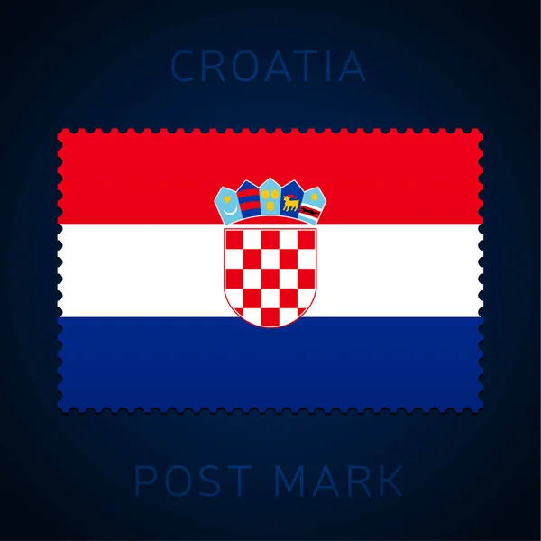 Croatia Cachet Affranchissement Timbre Poste Drapeau National Isolé Sur Fond — Image vectorielle