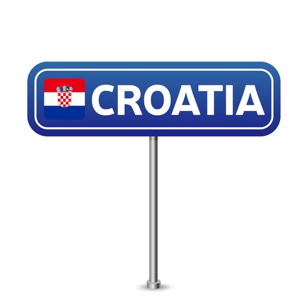 Panneau Routier Croate Drapeau National Avec Nom Pays Sur Panneau — Image vectorielle