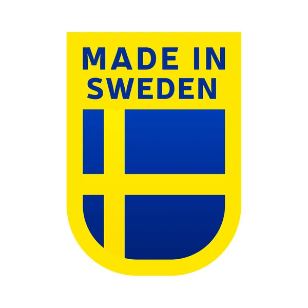 Zrobiona Szwedzkiej Ikonie Naklejka Flagą Kraju Ilustracja Wektora Prosta Ikona — Wektor stockowy