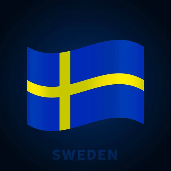 Flaga Wektora Fali Szwedzkiej Macha Narodowymi Oficjalnymi Kolorami Proporcjami Flagi — Wektor stockowy