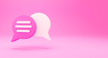 3d Minimal Sohbet Konsepti. Grup Konuşması sohbet simgesi pembe arka planda izole edildi. Yaratıcı sosyal medya sohbeti konsepti İletişim veya yorum sohbet sembolü. 3 Boyutlu Hazırlama