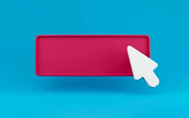 3d İmleç Boş Düğmeye tıklıyor. Minimum konsept izole. 3d oluşturma