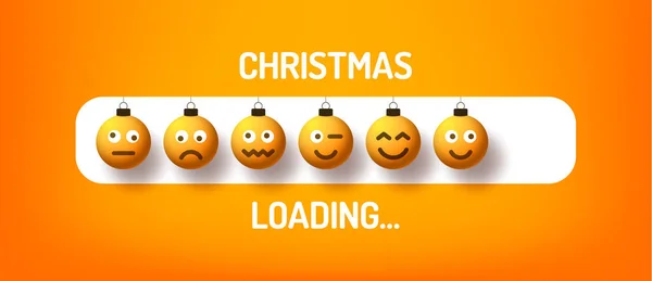 Christmas Progress Bar Med Emoji Boll Jul Loading Och Känslor — Stock vektor