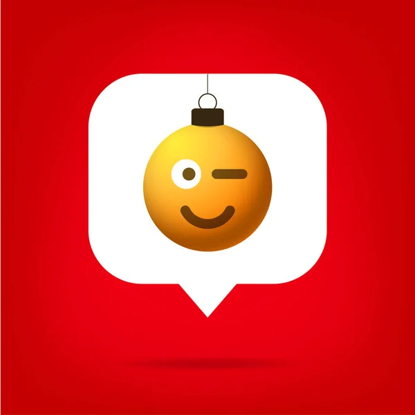 Cartão Flyer Natal Realista Emoji Sorriso Bola Como Contador Seguidor —  Vetores de Stock