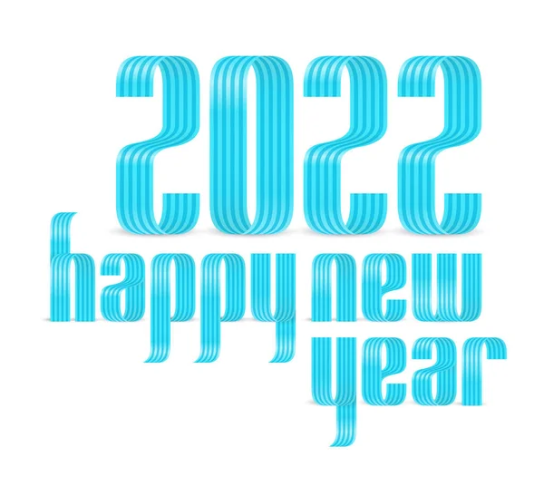 2022 Feliz Ano Novo Fita Fonte Cartão Saudação Ano Novo —  Vetores de Stock