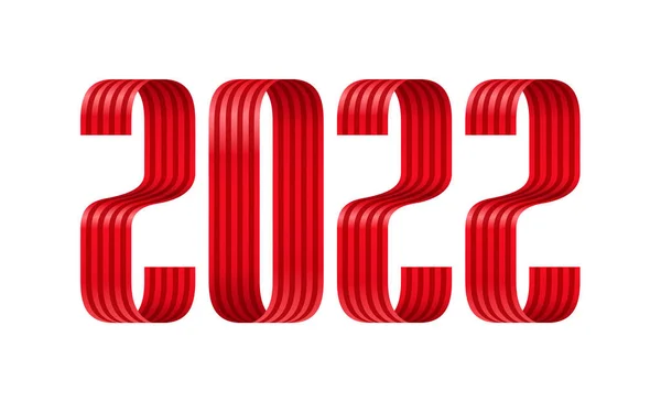 2022 Fericit Anul Nou Panglică Roșu Font Felicitare Anul Nou — Vector de stoc
