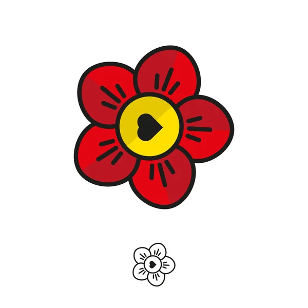 Logo - een bloem met hart — Stockvector