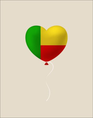 benin heart flag vector illustration. Modern vibrant flag emblem design in authentic national colors. Isolated vector design.