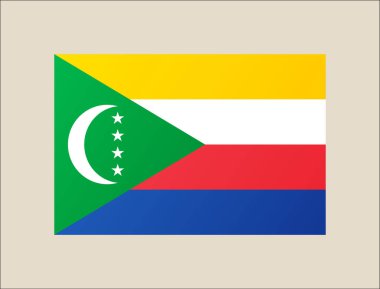 Komoros bayrak vektör illüstrasyonu. Orijinal ulusal renklerle modern canlı bayrak amblemi tasarımı. İzole vektör tasarımı.