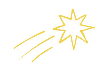 Chalky sarı renkli yıldız çizimi. Kaprisli kalem benzeri doku, el yapımı rahat titreşimler verir, kış ve tatil çizimleri için harikadır...