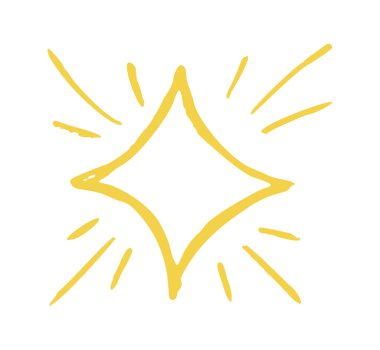 El çizimi Noel pastel yıldızı. Yumuşak tebeşir kenarlı basit sarı karalama ve tatil dekorasyonu için el yapımı sıcak nostaljik el yapımı...