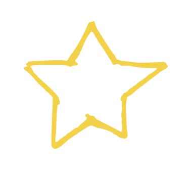 Sarı renkli yıldız çizimi. Chalky dokusu ve el yapımı his Noel veya kış sanatı için sıcak bir şenlik aksanı yaratır...