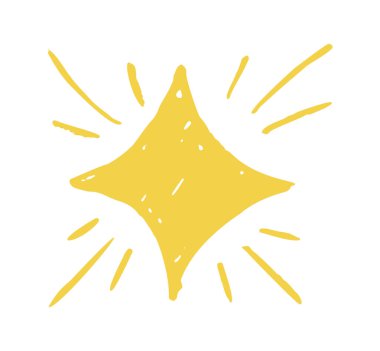 Chalky sarı renkli yıldız çizimi. Kaprisli kalem benzeri doku, el yapımı rahat titreşimler verir, kış ve tatil çizimleri için harikadır...