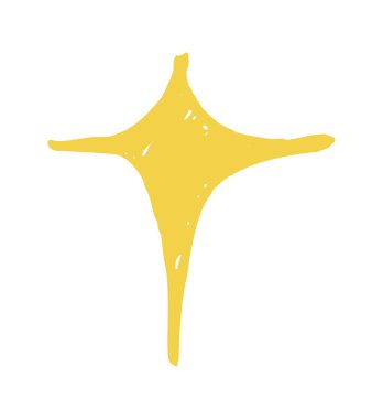 Sarı renkli yıldız çizimi. Chalky dokusu ve el yapımı his Noel veya kış sanatı için sıcak bir şenlik aksanı yaratır...