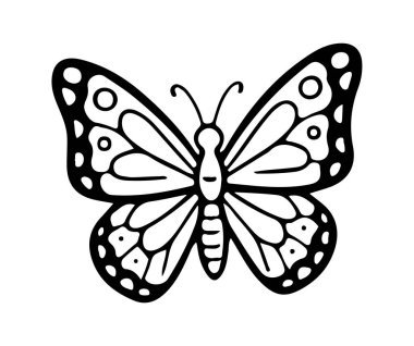 Kelebek ikonu çizilmiş el yazısı. Çizgi çizimi simgesi. Vektör illüstrasyonu.