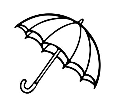 Şemsiye simgesini aç, el çizimi yap. Çizgi çizimi simgesi. Vektör illüstrasyonu.