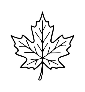 Sonbahar yaprak ikonu karalama eli çizilmiş. Çizgi çizimi simgesi. Vektör illüstrasyonu.