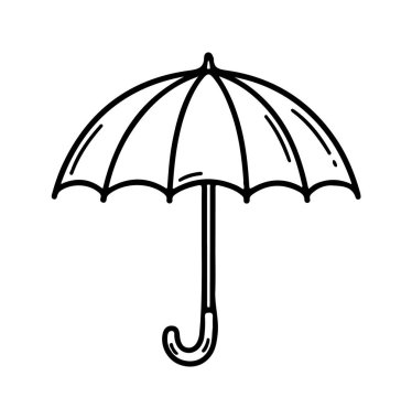 Şemsiye simgesini aç, el çizimi yap. Çizgi çizimi simgesi. Vektör illüstrasyonu.