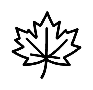 Sonbahar yaprak ikonu karalama eli çizilmiş. Çizgi çizimi simgesi. Vektör illüstrasyonu.