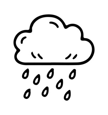 Yağmur ikonu çizimi el çizimi. Çizgi çizimi simgesi. Vektör illüstrasyonu.