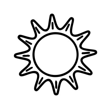 Güneş ikonu çizimi el çizimi. Çizgi çizimi simgesi. Vektör illüstrasyonu.