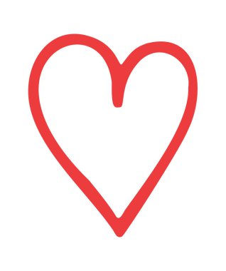 Kalp el çizimi. Beyaz bg üzerinde izole edilmiş vektör karalama resimleme simgesi.