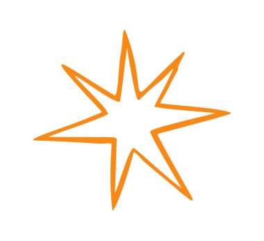 Kıvılcım Yıldızı çizilmiş karalama. Beyaz bg üzerinde izole edilmiş vektör karalama resimleme simgesi.