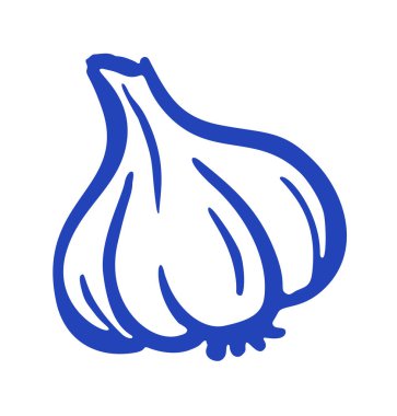 Sarımsaklı Akdeniz karalaması. Beyaz bg üzerinde izole edilmiş vektör karalama resimleme simgesi.