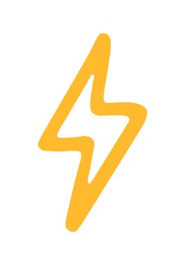 Şimşek karalama simgesi. Beyaz bg üzerinde izole edilmiş vektör karalama resimleme simgesi.