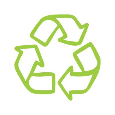 Geri dönüşüm karalama simgesi. Beyaz bg üzerinde izole edilmiş vektör karalama resimleme simgesi.