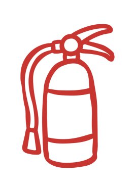 Yangın söndürücü el çizimi karalama. Beyaz bg üzerinde izole edilmiş vektör karalama resimleme simgesi.