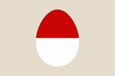 Endonezya Bayrağı Yumurta Vektörü basit bir arkaplanda izole edilmiş. Ulusal bir bayramı ya da Paskalya bayramını temsil ediyor...