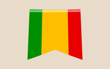 Ulusal ve vatansever tasarım projeleri için parlak bir vektör grafik sembolü olarak hazırlanan Mali Bayrağı yer imi simgesi..