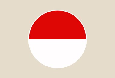 Modern Arkaplanda Ulusal Temsilcilik İçin Basit Çember Şeklinde Endonezya Bayrak Vektör Simgesi..