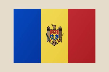 Moldova Ulusal Bayrağı Avrupa vatanseverliğini ve kimliğini temsil eden tarafsız bir arkaplanda izole edilmiş parlak bir vektör grafiği olarak gösterilmiştir..