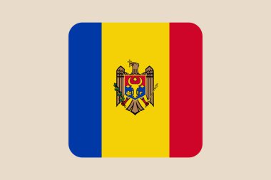 Avrupa 'nın modern yuvarlak düğme tarzında vatansever bir sembolü olan armalı Moldova ulusal bayrak ikonu..