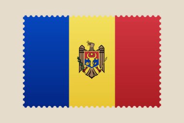 Moldova bayrağı, vatansever ulusal kimlik için posta pulu şeklinde tasarlanmış...