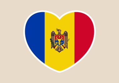 Moldova bayrağı, ulusal gurur ve desteği temsil eden bir kalp sembolü içinde sergileniyor...