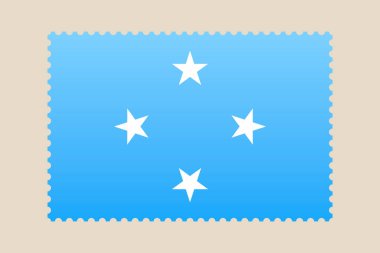 Mikronezya bayrağı, yurtsever bir vektör içinde seyahat, posta ve ulusal kimliği temsil eden bir posta pulu olarak stilize edilmiştir...